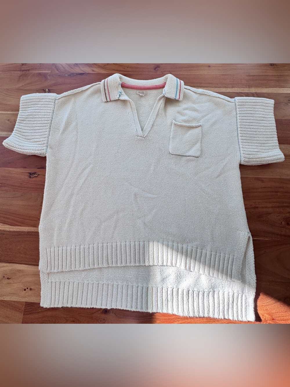 Pilcro Half-Sleeve Collared V-Neck Popover Top from Anthropologie